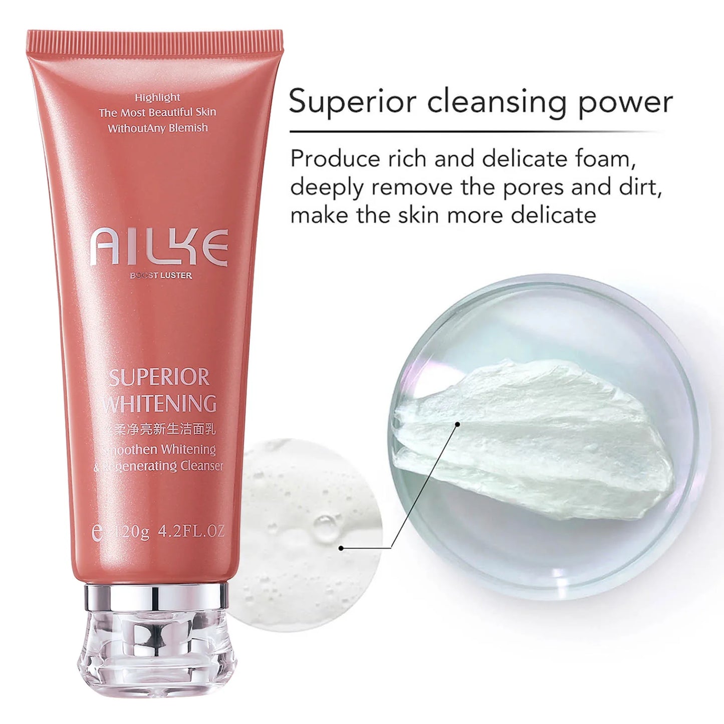 AILKE Rose Facial Cleanser – Brightening, Pore Cleansing, Oil Control