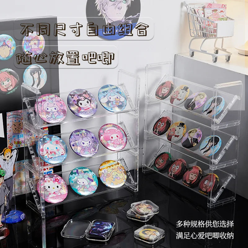 Stackable Anime Badge Display Case - Transparent Multi-Layer Merch Collectible Organizer for Pins & Accessories Storage Peaceful Pleasures Health and Wellness
