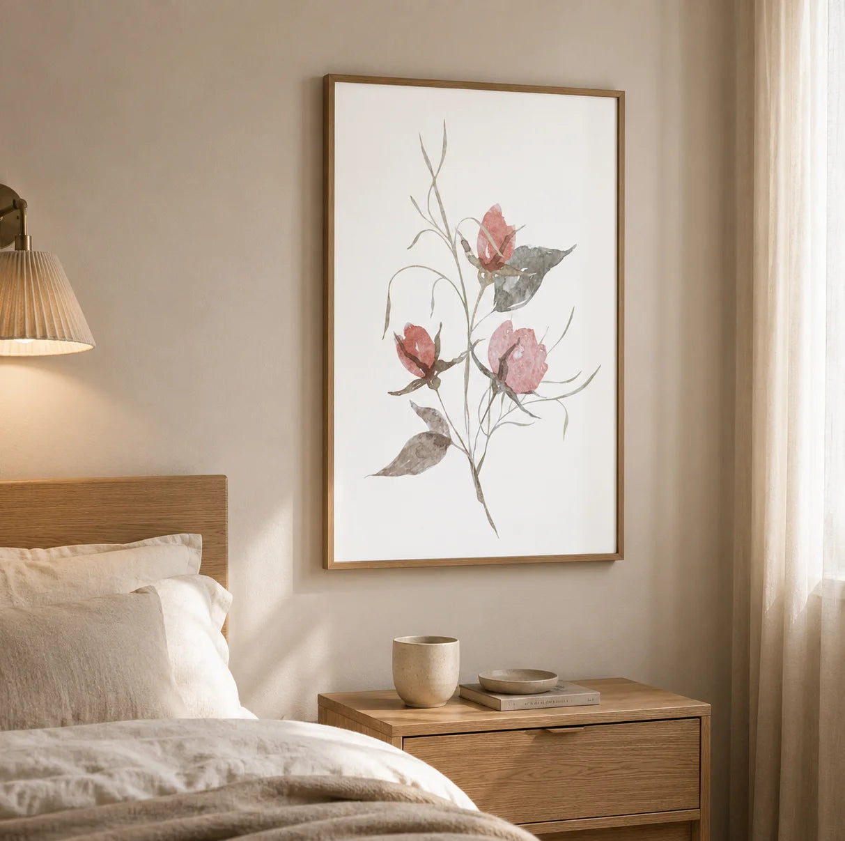Nordic Botanical Canvas Wall Art – Minimalist Floral Poster Print Canvas Wall Art Peaceful Pleasures Health and Wellness