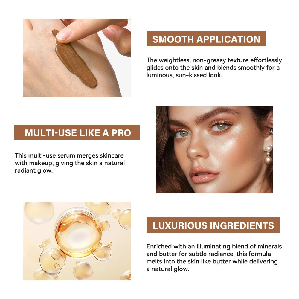 Butter Glow Bronzing Serum Innovative Nourishing Skincare Bronzing Drops for Radiant Natural Sunkissed Complexion Sunkissed Glow Peaceful Pleasures Health and Wellness