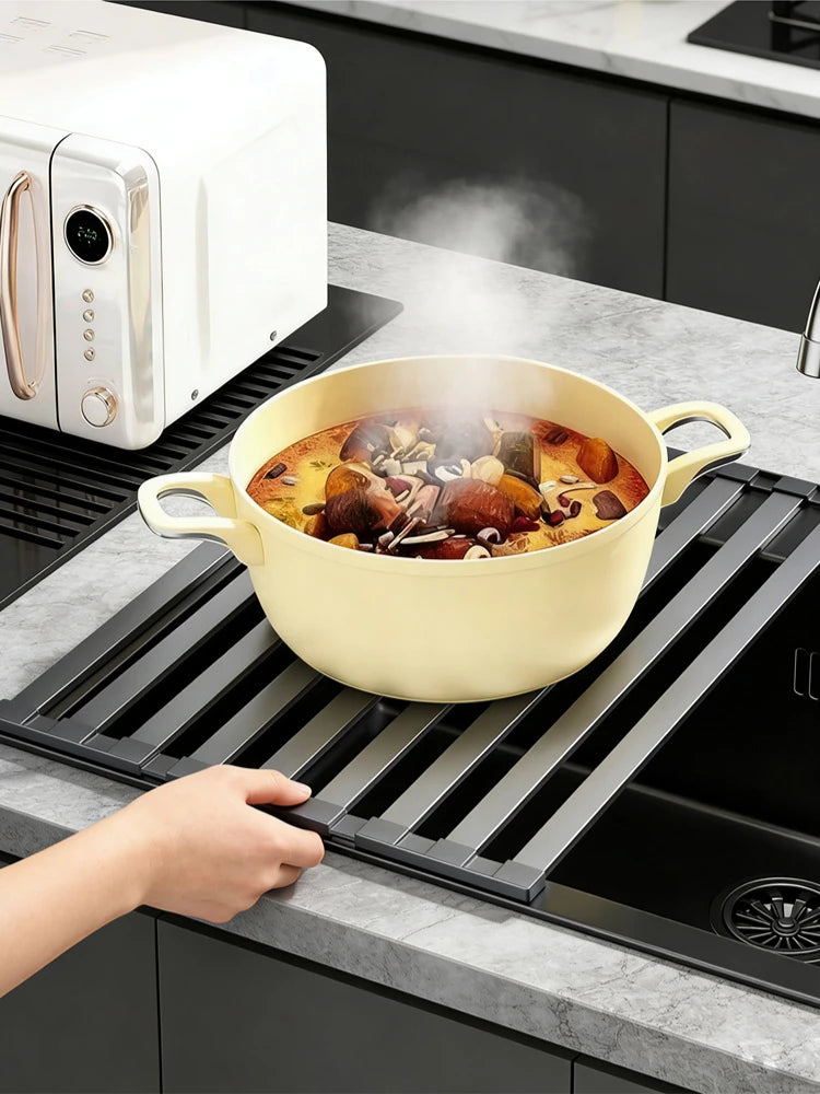 304 Stainless Steel Kitchen Sink Drain Rack Foldable Dish Drainer Rack Rack Sink Bowl and Dish Storage Rack Drying Storage Shelf Peaceful Pleasures Health and Wellness