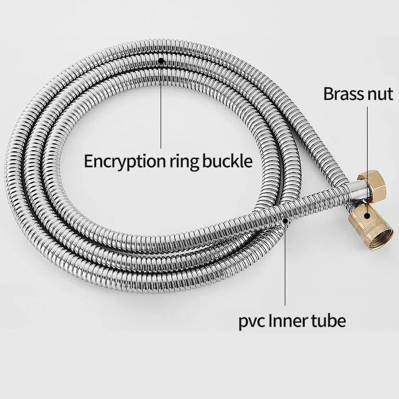 Flexible Shower Hose 1.5/2/3M Brass Head Stainless Steel