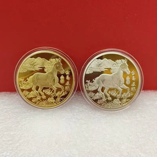 2026 Chinese New Year Horse Lucky Coin | 40mm Metal Collectible Collectible Coin Peaceful Pleasures Health and Wellness