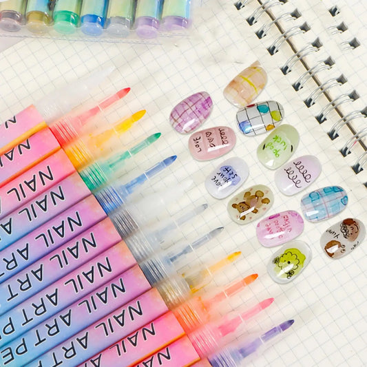 12 Colors Nail Art Pens Quick-dry DIY Design Markers Colorful Drawing Peaceful Pleasures Health and Wellness 12 colors