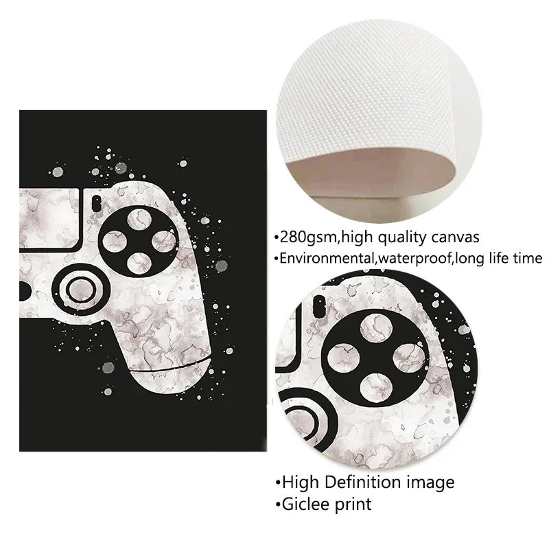 Minimalist Gamepad Controller Canvas Poster Modern Gaming Room Wall Art Print for Gamer Bedroom Home Decoration Peaceful Pleasures Health and Wellness
