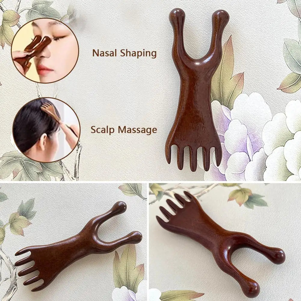 Brass Rosewood Gua Sha Facial Massager | Lotus Acupoint Tool