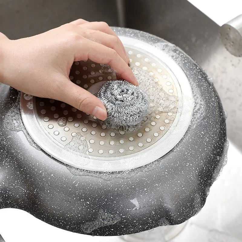 Steel Wire Dishwashing Ball Stainless Steel Heavy Duty Wire Steel Cleaning Ball Pots Pans Dishes Rust Removal Cleaner Brushes Peaceful Pleasures Health and Wellness