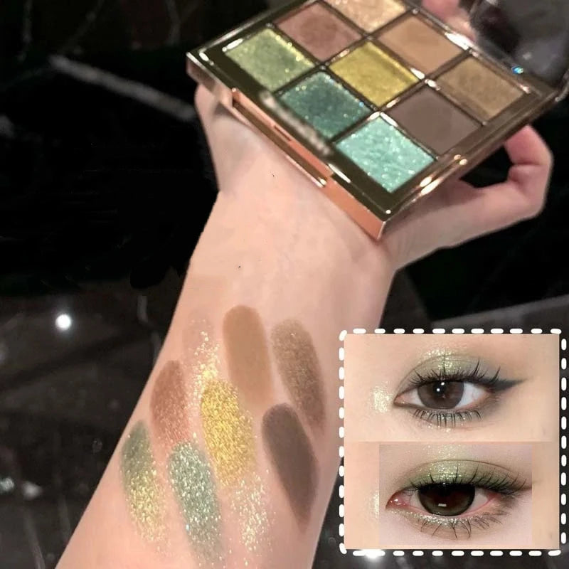 9-Color Smoky Eyeshadow Palette | Shimmer, Matte & Glitter