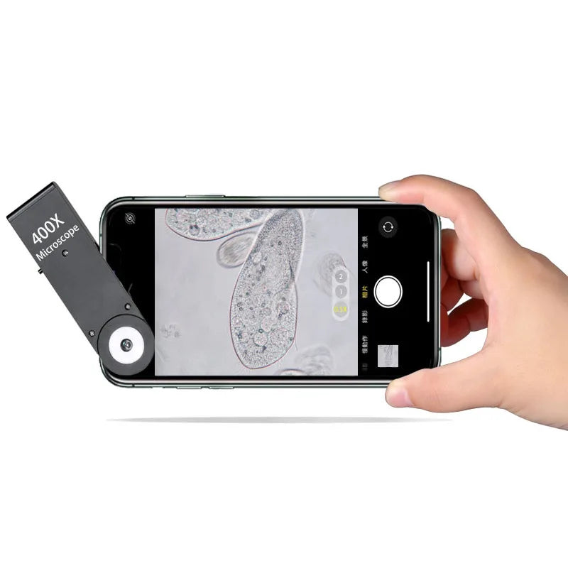 400X Mobile Phone Microscope Illuminant Identification Magnifier Hd Electronic Micro External Mini Microscope for Smart Phone Peaceful Pleasures Health and Wellness