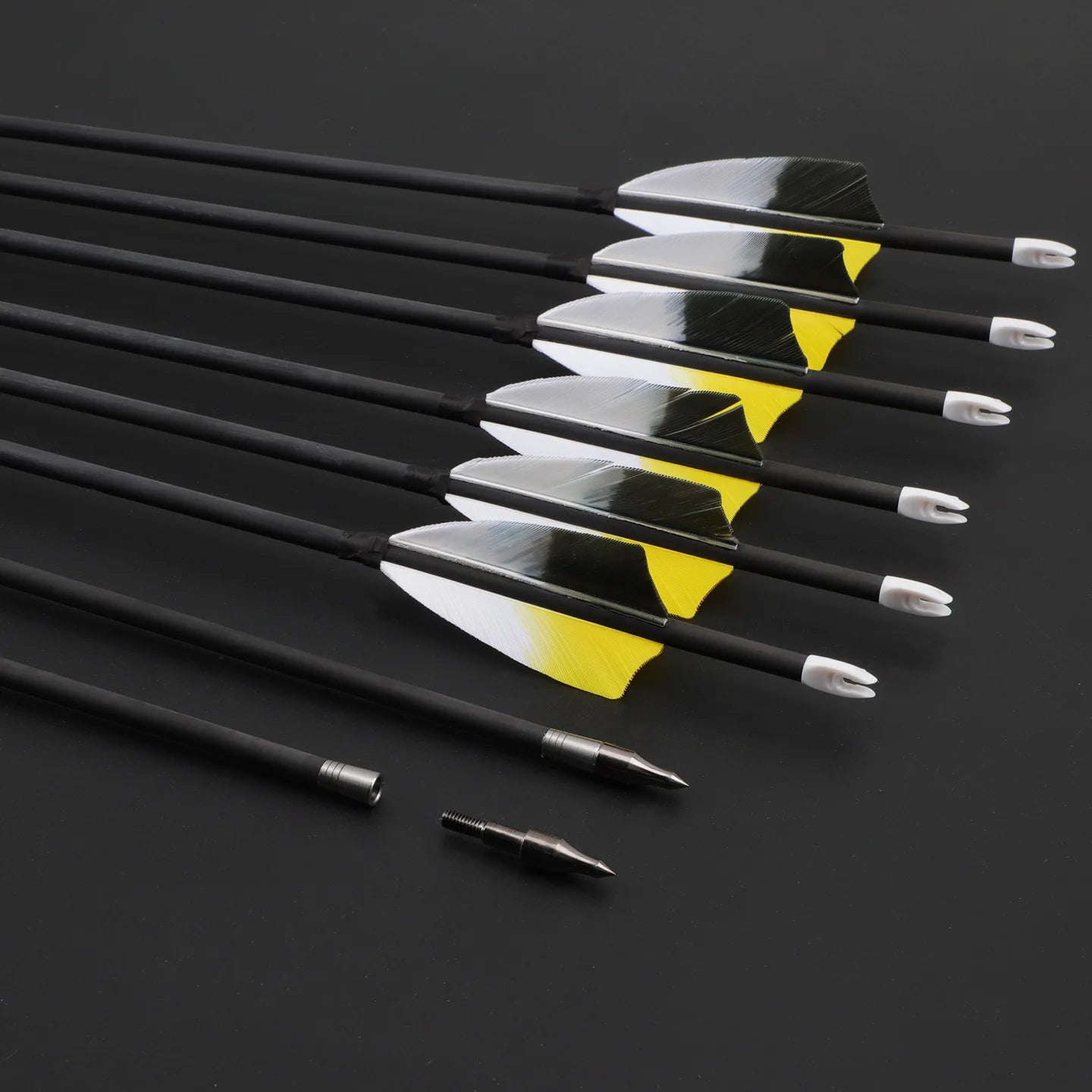 6 Pure Carbon Arrows Spine 300-800 Recurve Bow Hunting 33 Cut-to-size