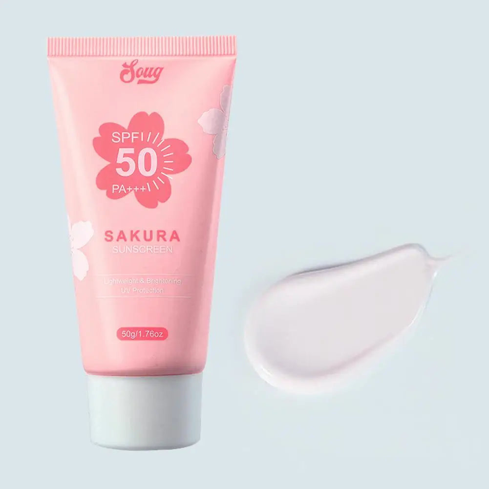 Facial Body Sakura Sunscreen Face Makeup Primer Sunblock Skin Protective Cream Oil-control Moisturizing SPF50 PA+++ Makeup Base Peaceful Pleasures Health and Wellness