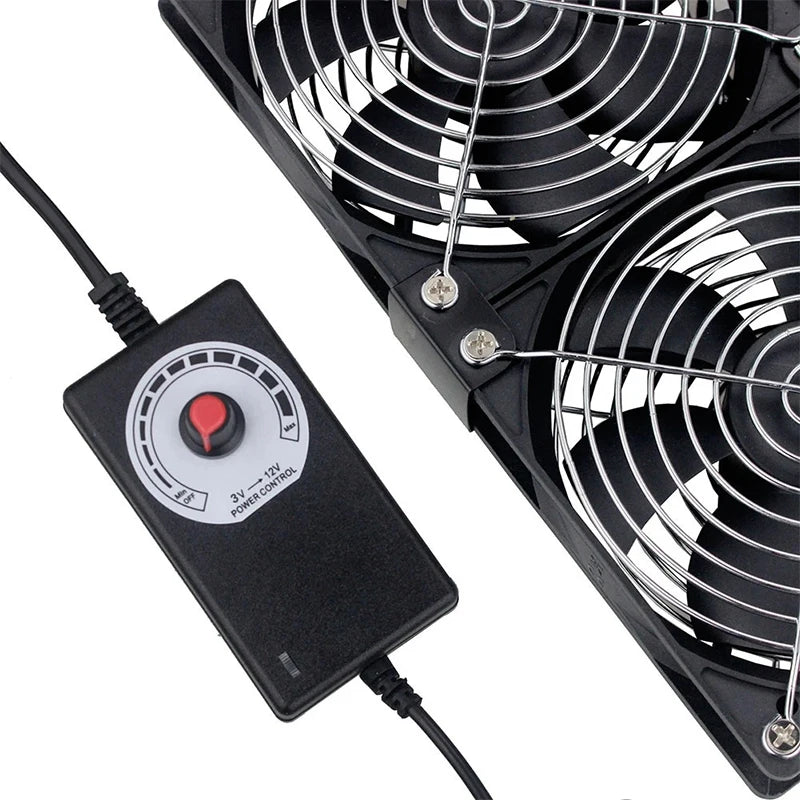 12cm Exhaust and Cooling Fan 3000RPM with Controller 3V to 12V for BTC Miner PC Chassis Workstation Cabinet Server Radiator Peaceful Pleasures Health and Wellness