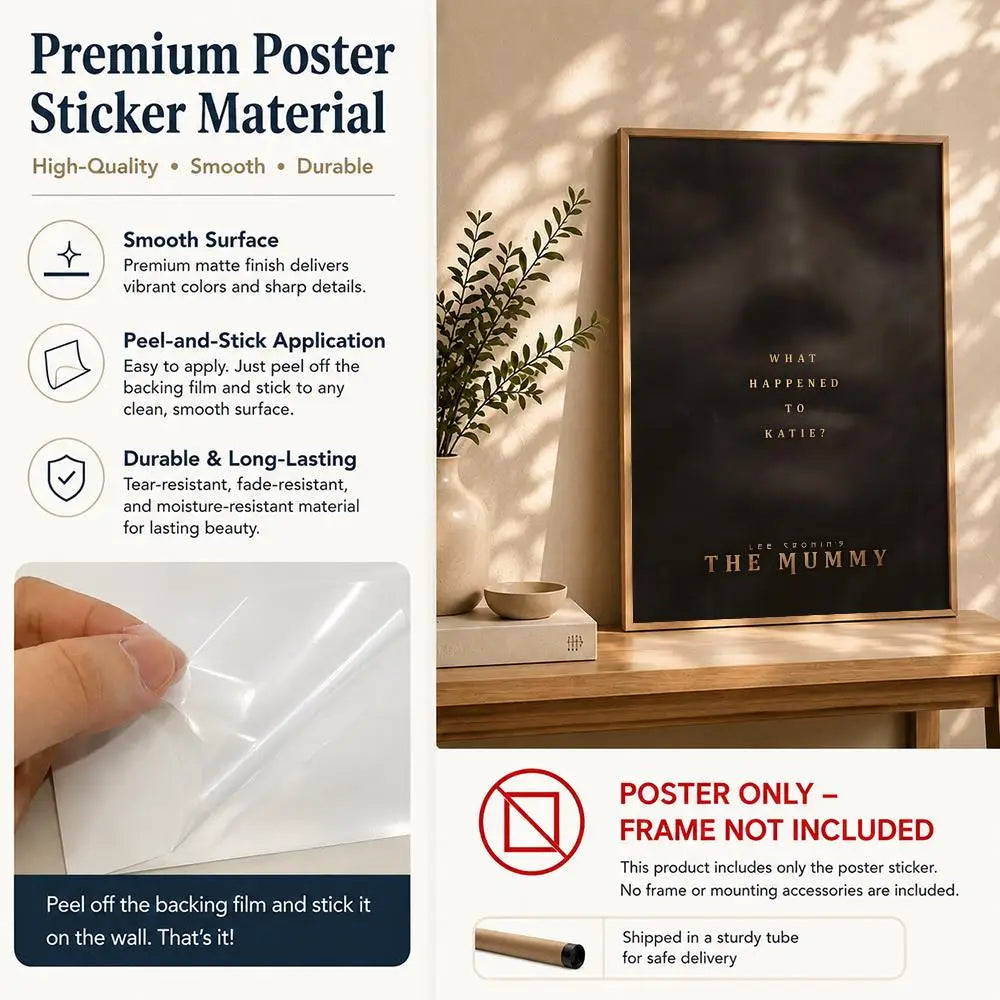 The Mummy Movie Poster HD Self-Adhesive Waterproof Wall Art Movie Poster Wall Art Peaceful Pleasures Health and Wellness