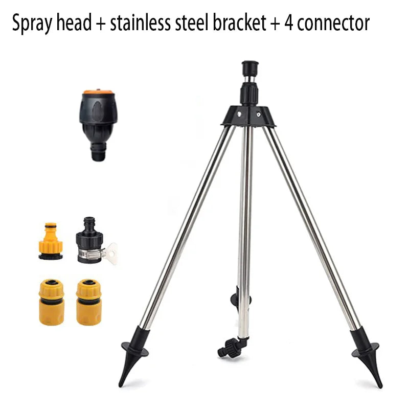 360 Rotary Irrigation Sprinkler Head with Tripod Telescopic Support Automatic Rotating Sprayer Garden Lawn Watering Sprinkler Peaceful Pleasures Health and Wellness Set 2
