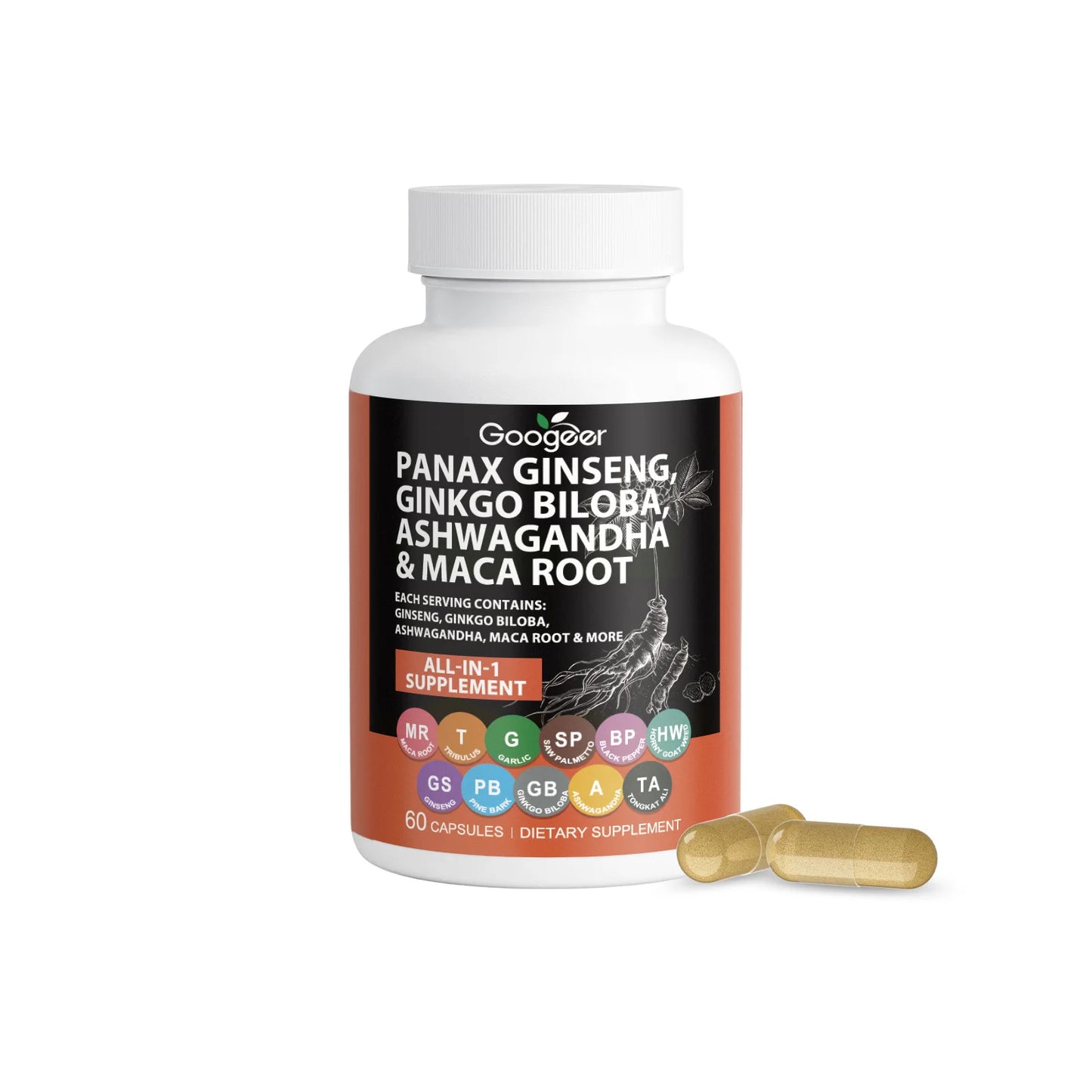 Botanical All-in-1 Blend | Ginseng Ginkgo Ashwagandha Maca 60 Caps