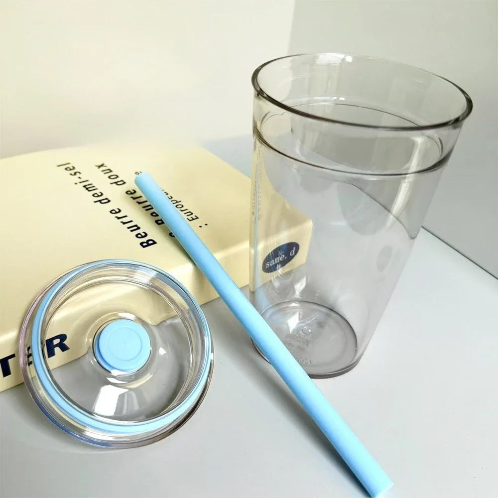 2026 450ML High Beauty Single Layer Milk Tea Straw Cup Transparent Multi Color Universal Coffee Cup Office Water Cup Home Hot Peaceful Pleasures Health and Wellness