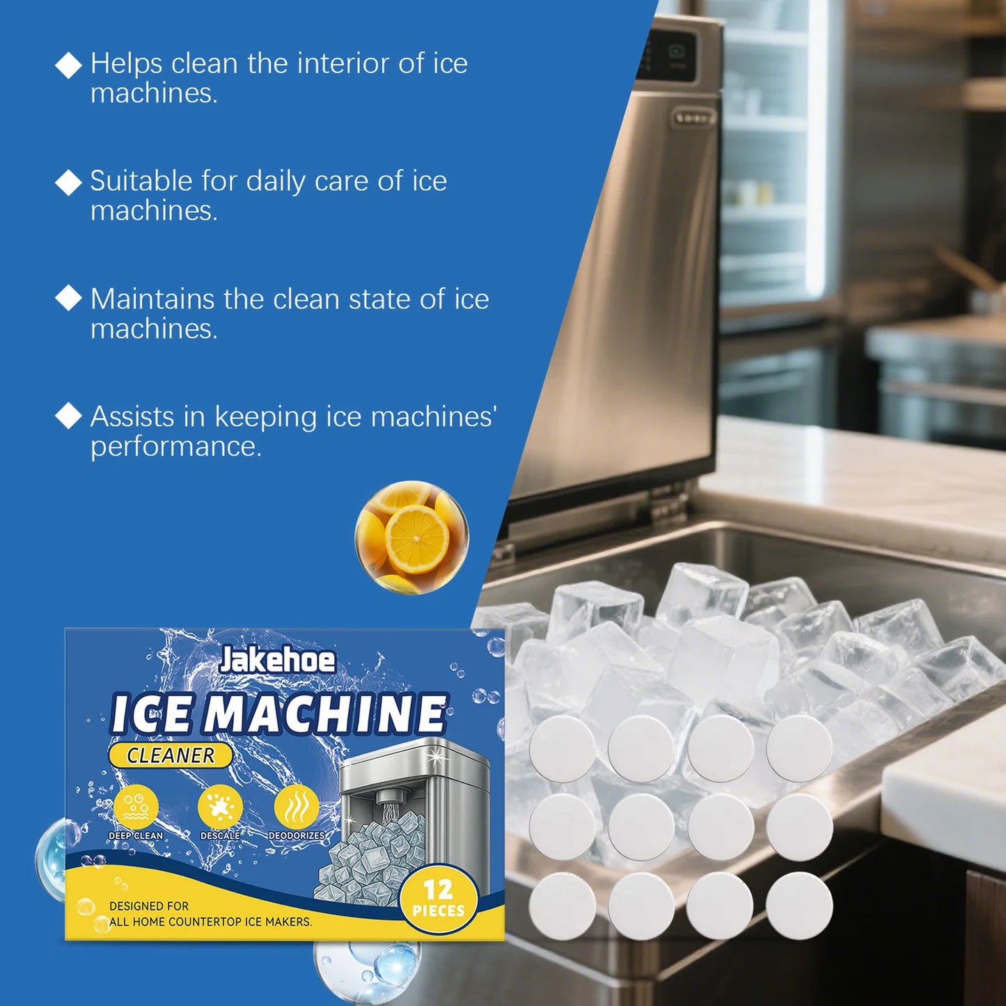 Universal Ice Maker Cleaning Solution Ice Machine Scale Stain Maintenance Cleaning Effervescent Tablets Home Kitchen Essential Peaceful Pleasures Health and Wellness