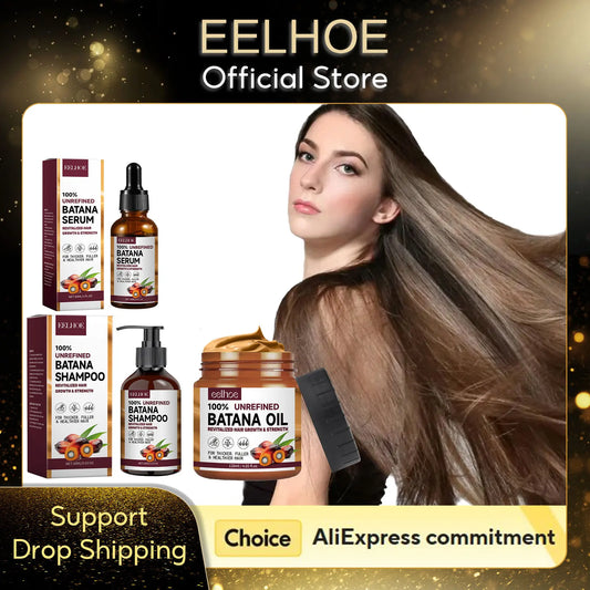 EELHOE Batana Oil Shampoo, Conditioner & Hair Oil Set Batana Oil Hair Care Set Peaceful Pleasures Health and Wellness