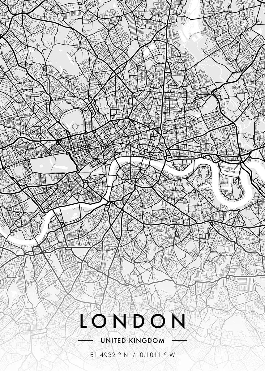 Paris & New York City Map Canvas Wall Art – Black & White
