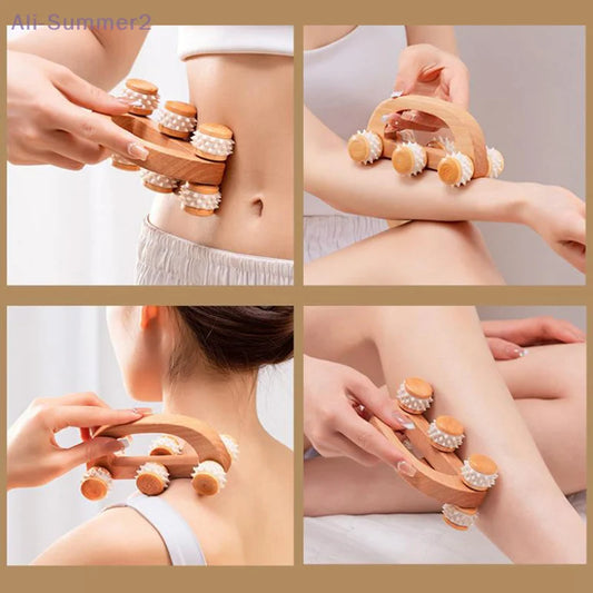 Wooden Massage Roller Tool, Manual Wooden Massager, Wood Back Massage Roller For Neck Leg Back Deep Tissue Muscle Massage Peaceful Pleasures Health and Wellness