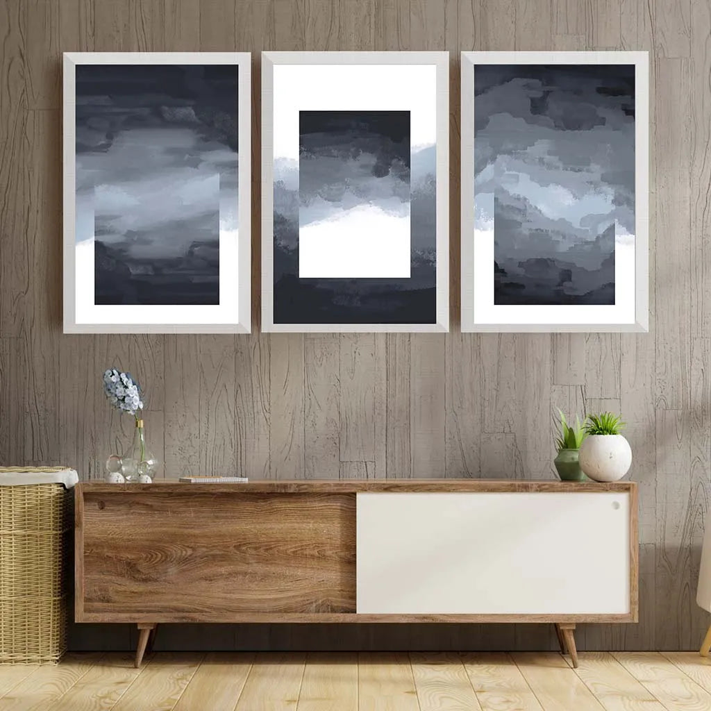 Abstract Black White Grey Canvas Wall Art | Modern Ink Poster Canvas Wall Art Peaceful Pleasures Health and Wellness