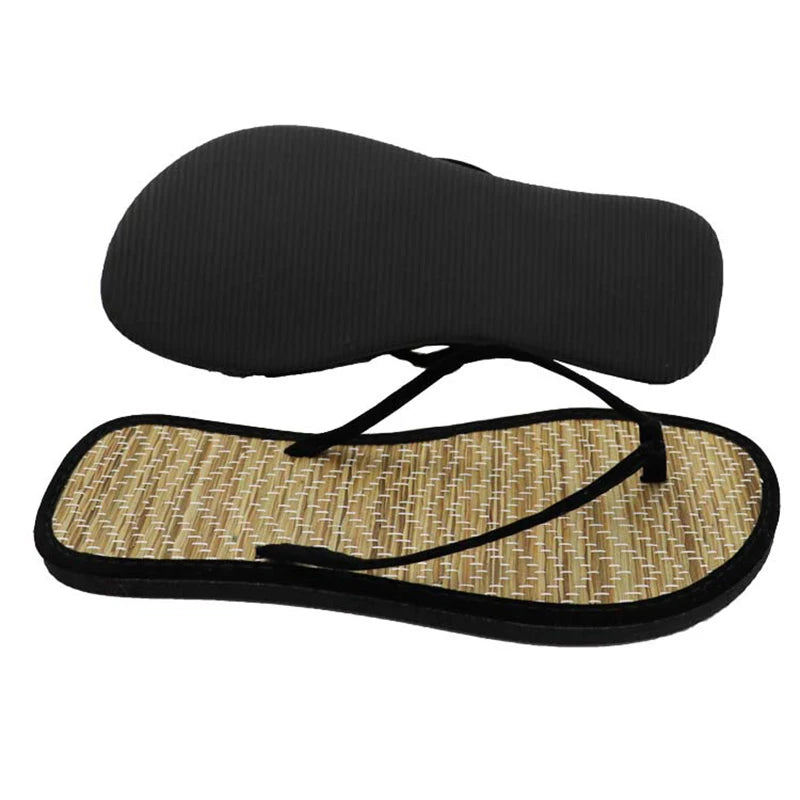 Women's Rattan Straw Weave Flat Flip Flops | Summer Slippers