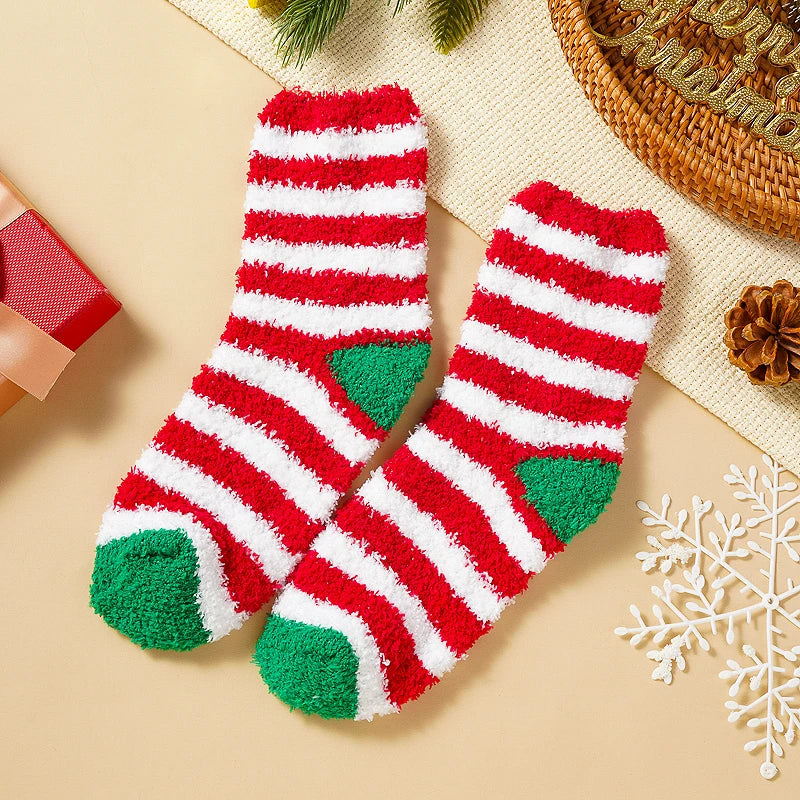 New Creative Design Winter Socks Coral Velvet Christmas Socks Children Santa Claus Home Warm Floor Socks Elk Cartoon Sleep Socks Peaceful Pleasures Health and Wellness