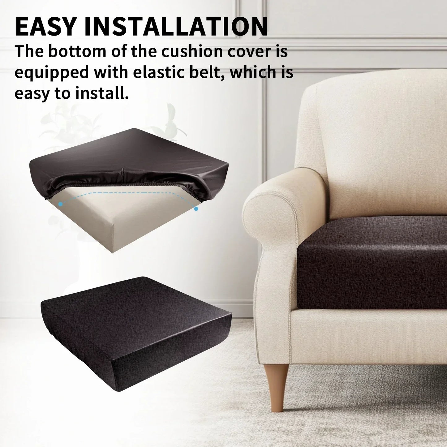 PU Leather Waterproof Sofa Seat Cushion Cover Elastic Chair Settee Seats Furniture Protector For Home Living Room Pets Kids Peaceful Pleasures Health and Wellness