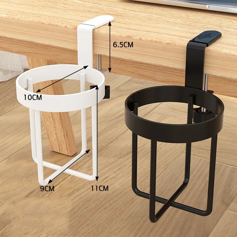 Table Edge Water Cup Holder Iron Hanging Office Coffee Cups Hook Desk Side Storage Rack Fixed No-punching Traceless Mug holder Peaceful Pleasures Health and Wellness