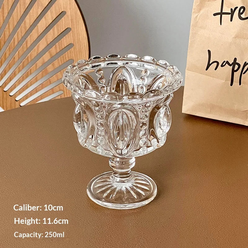2026 Hot Nordic Relief Cup Glass Cup Ice Cream Ice Cream Dessert Yogurt Pudding Home Dessert Coffee Cup Home Breakfast Container Peaceful Pleasures Health and Wellness Transparent 230