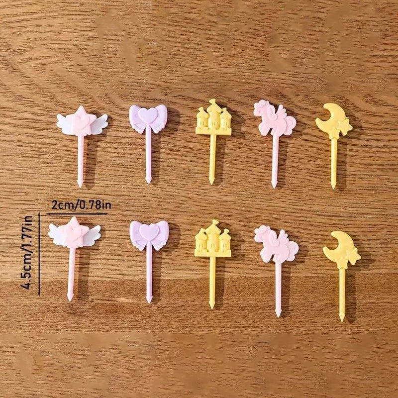 10-Pc Cartoon Fruit Forks | Bento Box & Cocktail Picks