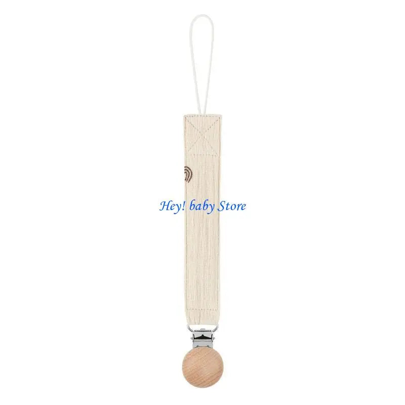 Baby Pacifier Clip Chain Holder | Cotton, Metal & Beech Wood