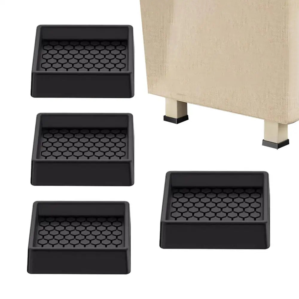 Silicone Furniture Floor Protectors – 4-Piece Anti-Skid Cups Furniture Floor Protectors Peaceful Pleasures Health and Wellness black square China Mainland