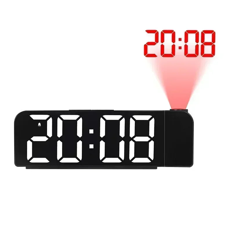 USB Powered Projection Alarm Clock TEMP Date Night Mode Power-off Memory Table Clock 2 Display Modes 12H/24H LED Digital Clock Peaceful Pleasures Health and Wellness Black-White