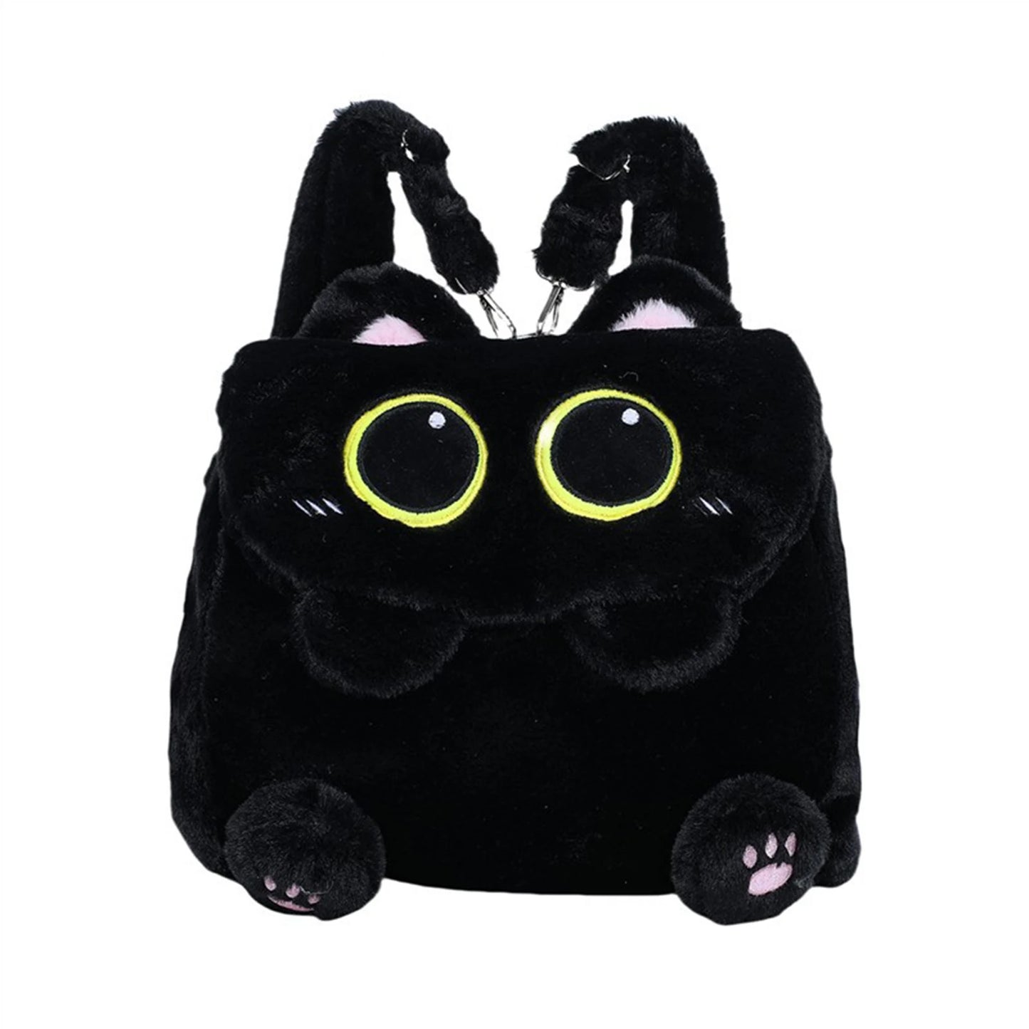 Black Cat Plush Backpack for Girls Cute Kitten Design Large Capacity Lightweight School Bag for Students Travel Daily Use Peaceful Pleasures Health and Wellness black