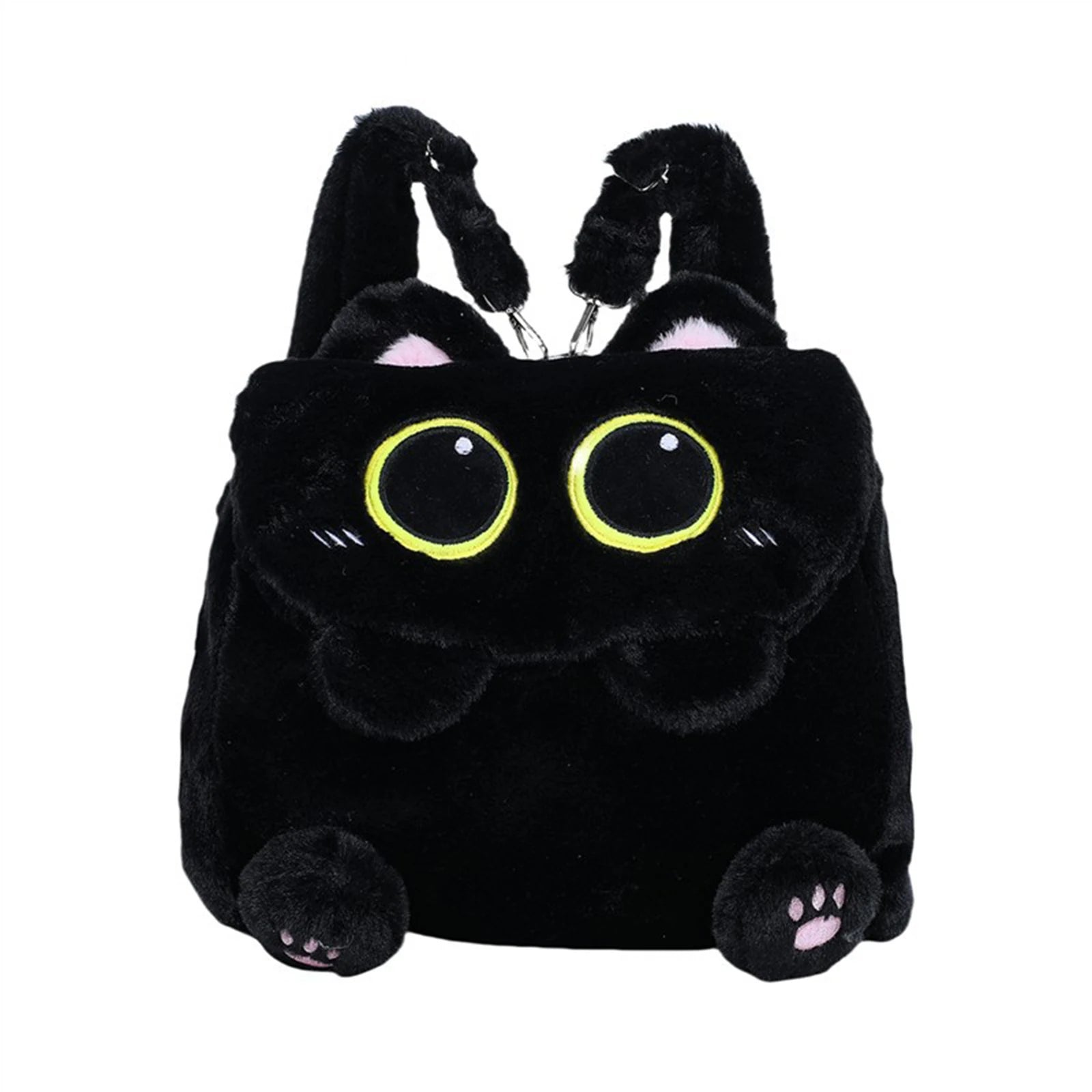 Black Cat Plush Backpack for Girls Cute Kitten Design Large Capacity Lightweight School Bag for Students Travel Daily Use Peaceful Pleasures Health and Wellness black