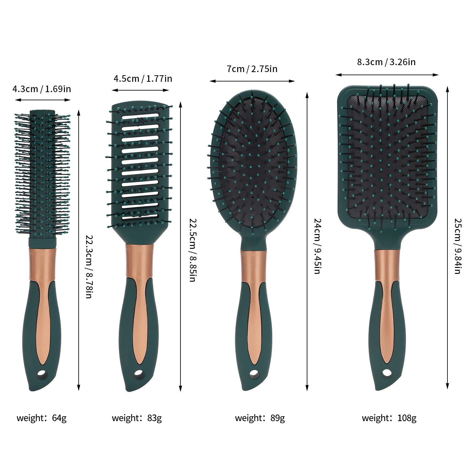 Massage Oval Comb Hair Brush Set Anti Static With Silicone Cushion Base Detangling Brush Round Hair Brush Vent Hair Brush Peaceful Pleasures Health and Wellness