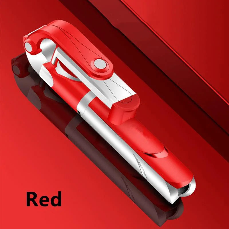 Extendable Handheld Selfie Stick Tripod with Remote Shutter Self-timer Tripod Portable Mobile Phone Bracket Foldable Phone Stand Peaceful Pleasures Health and Wellness Red
