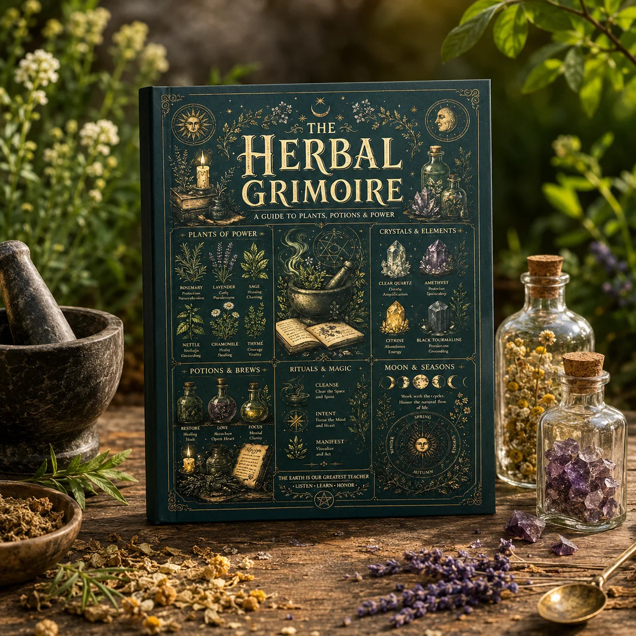 Herbal Grimoire Guide Plants Potions Power Natural Witchcraft Book