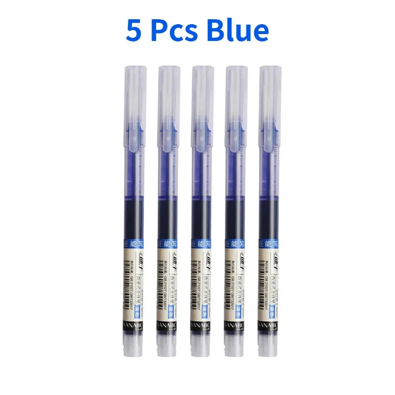 3-24Pcs Straight Liquid Gel Pen Quick-drying, Large-capacity 0.5mm Black Blue Ink for Writing School Office Stationery Supplies Peaceful Pleasures Health and Wellness 5 blue pen