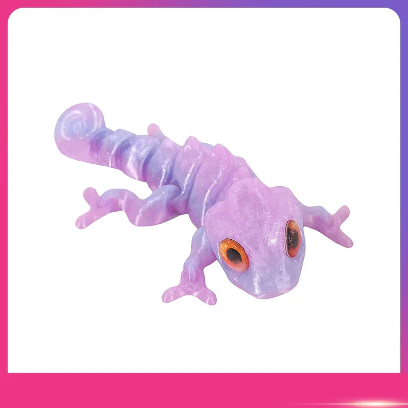 3D Printed Chameleon Figure – Movable Joints & Realistic Eyes