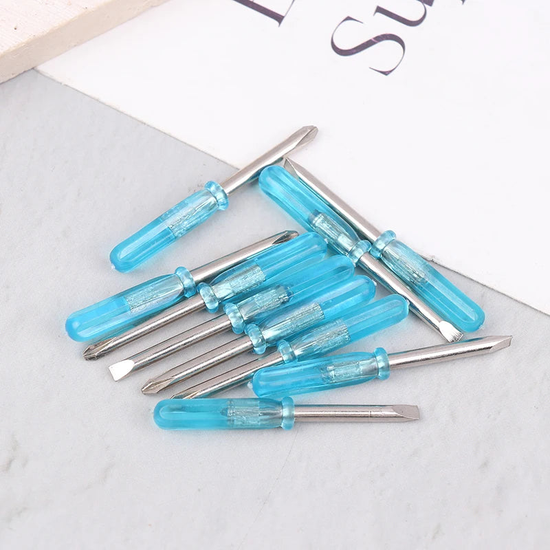 10Pcs Mini Screwdriver Blue Handle Mini Phillips Screwdriver Set Cross/Horizontal Head Precision Repair Tools Electronics Tools Peaceful Pleasures Health and Wellness