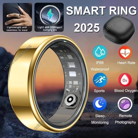 2025 New Smart Ring Heart Rate Blood Pressure Sleep Monitoring Motion Tracking IP68 Waterproof Men Women Smart Ring Holiday Gift Peaceful Pleasures Health and Wellness