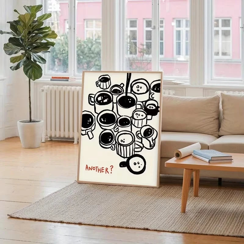 Minimalist Coffee Cup Canvas Wall Art Print | Home Decor