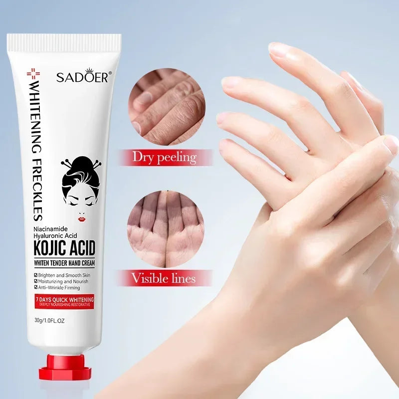 SADOER Kojic Acid Hand Cream Moisturizing Nourishing Brightening Hydrating Hand Creams Beauty Hands Skin Care Products Peaceful Pleasures Health and Wellness 1PCS