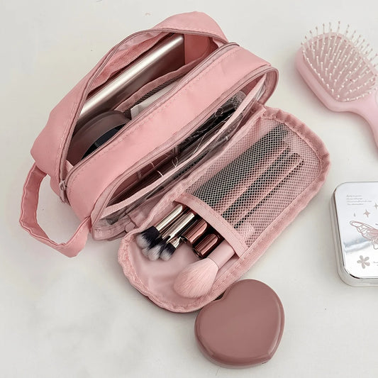 Large Travel Makeup Bag with Handle & Divider | Women Travel Cosmetic Bag Peaceful Pleasures Health and Wellness