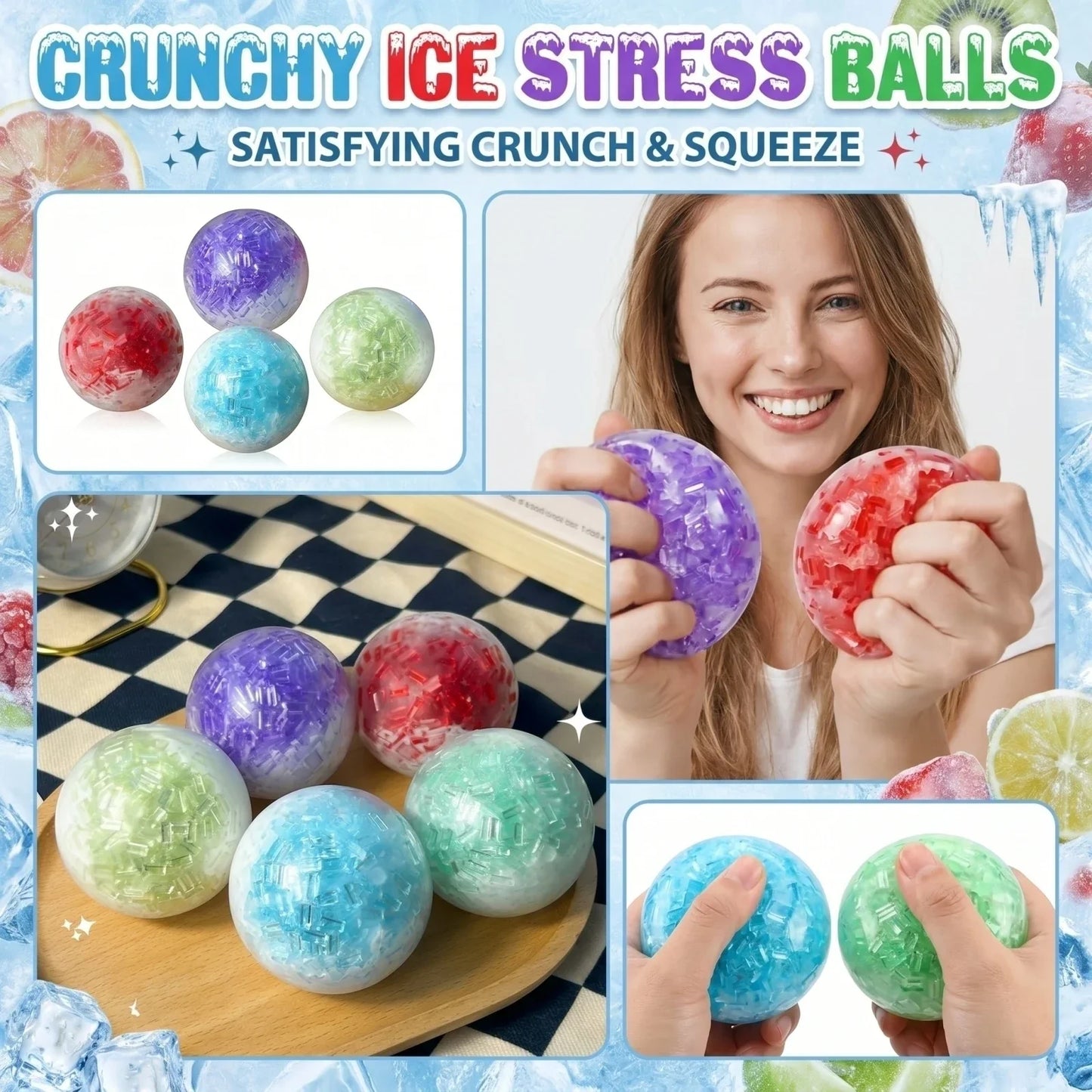 Crushed Ice Squishy Ball Fidget Toy | 1–20 PCS Sensory Squeeze