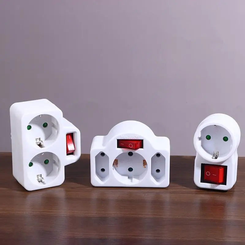 16A Plug Adapter Travel Charging German Standard Power Converter For Portugal Turkey 1 To 3 Plug EU Socket Adapter With Switch Peaceful Pleasures Health and Wellness