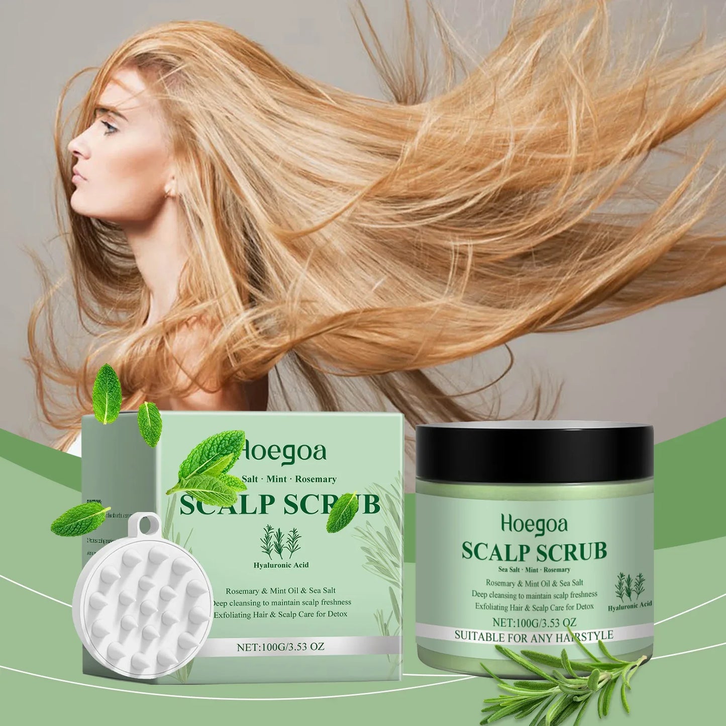 HOEGOA Rosemary Scalp Scrub – Deep Cleanse & Nourish