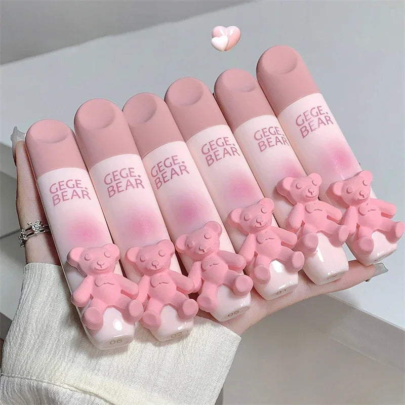 Cute Bear Matte Velvet Liquid Lip Gloss – Waterproof & Long-Lasting
